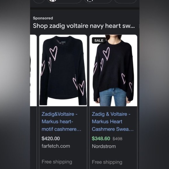 ZADIG & Voltaire Size M Marcus Heart ❤️ Sweater Navy - Picture 2 of 11